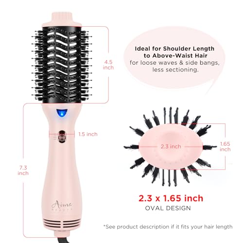 One Step Hair Dryer Brush and Styler Volumizer (Pink / 2.3" Oval Barrel)