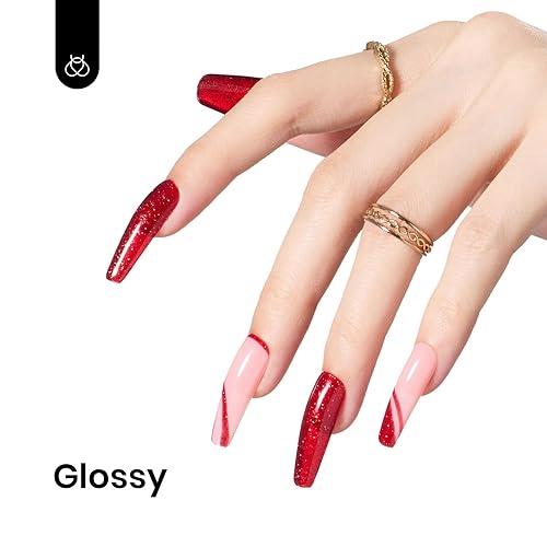 Beetles Glitter Red Gel Nail Polish Wine Red Shimmer Gel Polish 1Pcs 0.5Oz (C - Shimmery Red | Berry Wine)