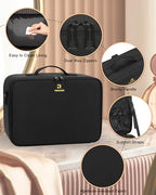Large Makeup Case Travel Makeup Train Case Professional Makeup Artist Bag Portable Nail Organizer Box Art Supply Case with Adjustable Dividers (Black with 3 clear bags / Large)