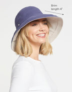 Women's Holiday Sun Hat UPF 50+ (Small-Medium / Navy/Beige)