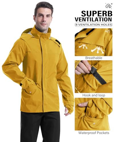 Rain Suit Waterproof Breathable Lightweight 2 (Small / Yellow)