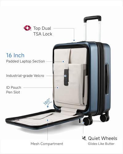 Carry On Front Pocket Suitcase (Blue / 20 Inch (Front Open))