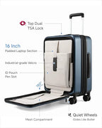 Carry On Front Pocket Suitcase (Blue / 20 Inch (Front Open))