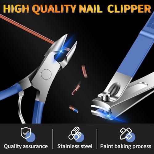 Manicure Set 16Pcs Nail Clippers Set Manicure Kit Professional Stainless Steel Pedicure Kit Nail Care Kit for Women Men with Luxurious Travel Bag (16Pcs-Blue)