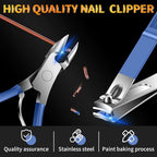 Manicure Set 16Pcs Nail Clippers Set Manicure Kit Professional Stainless Steel Pedicure Kit Nail Care Kit for Women Men with Luxurious Travel Bag (16Pcs-Blue)