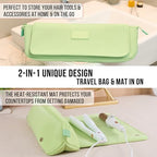 Hair Tools Travel Bag and Heat Resistant Mat (Apple Green)