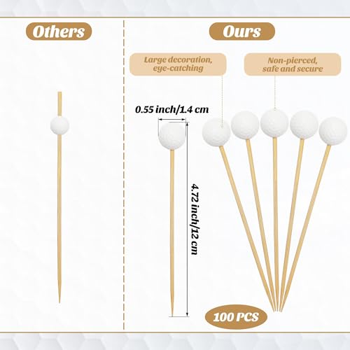 100 Pcs Golf Toothpicks 4.7 Inch Golf Cocktail Picks Skewers (Golf)