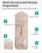 Travel Jewelry Organizer Case A Initial Jewelry Roll (Small / PInk-A)