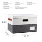 Foldable Storage Bins with Lids [3 (Grey & White / M(3-Pack))