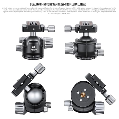 Carbon Fiber Camera Tripod 5 Section 360° Ball Head LS (LS-365CX+LH-47:Maxload 20kg-5 Sections)