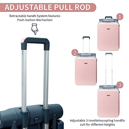 Expandable Luggage with Spinner Wheels (Pink)