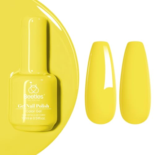 Beetles Yellow Gel Nail Polish 15ML Soak Off UV Gel for Fall Nail Art (K - Creme Yellow | Canary Yellow)