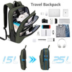 Backpack for Men Slim & Expandable Travel Laptop Backpack with USB Charging Port Water Resistant Anti (Olive Green / 17.3”)