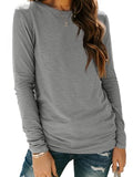 Long Sleeve Shirts for Women Casual Crewneck Tops Basic Tees (Large / 01grey)
