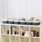 Storage Bins for Shelves (White & Blue / Small -11.8Lx7.9Wx5.2H)