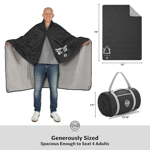 Large Waterproof Outdoor Stadium Blanket (01 - Stadium Black)