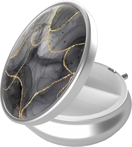 Pill Box 3 Compartment Portable Travel Medicine Box with Mirror (Black Gold Marble)