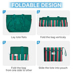 Beach Bag Waterproof Beach Tote Pool Bags for Women (Red Green White Stripes / 35L)