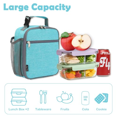Kids Lunch box Insulated Soft Bag Mini Cooler Back to School Thermal Meal Tote Kit for Girls (Sea Blue)