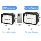 Clear Makeup Bag (2 Pack Black / Hybrid Traveler (1 Large & 1 Medium - Soft))