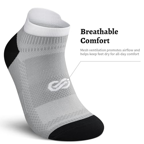Ankle Compression Socks for Men & Women (Large-X-Large / Black+ Grey (6 Pairs))