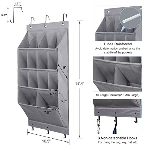 2 Pack Over the Door Shoe Organizers (GREY / 28+ Pairs)