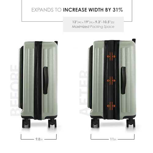 20 Inch Carry On Luggage 22x14x9 Airline Approved Suitcase (Carry-on 20 Inch / Sage Green)