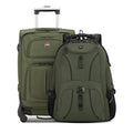 Sion Softside Expandable Spinner Luggage Durable Lightweight Travel Suitcase (2-Piece Set (Carry-On/Backpack) / Evergreen)
