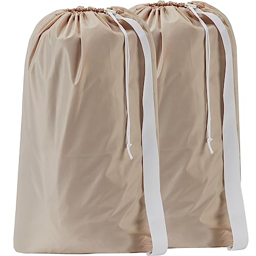 2 Pack XL Nylon Laundry Bag with Strap ((2 pack) Beige)