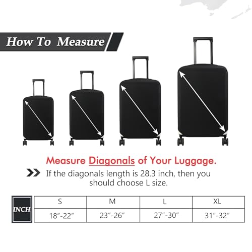 Travel Luggage Cover Suitcase Protector Fits 27 (Black / L)
