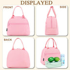Lunch Bag Tote Bag Lunch Organizer Lunch Holder Insulated Lunch Cooler Bag for Women (Pink)