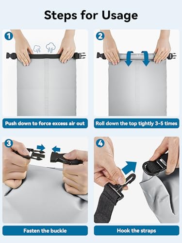 Waterproof Dry Bag Backpack with Emergency Whistle (30L / Light Grey)