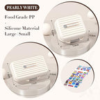 Travel Pill Organizer Box with Medicine Labels (S+L / Pearly White)