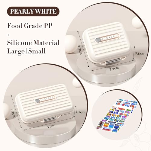 Travel Pill Organizer Box with Medicine Labels (S+L / Pearly White)