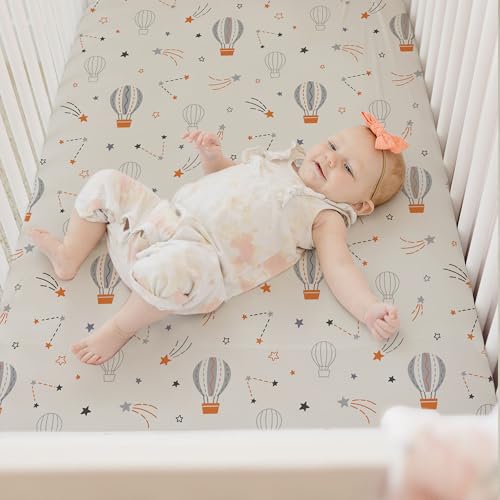 Baby Fitted Crib Sheets (Starsmoon Balloon / 52X28 Inch)