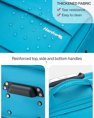 20 Inch Expandable Carry On Luggage 22x14x9 Airline Approved Softside Suitcases with Wheels Lightweight Travel Luggage Rolling Suitcase with Lock for Men and Women (Caribbean Blue / 20 Inch)
