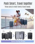 3 Piece Luggage Sets With Spinner Wheels Hardshell TSA Lock (Black / 3-Piece Set - 20"/24"/28")