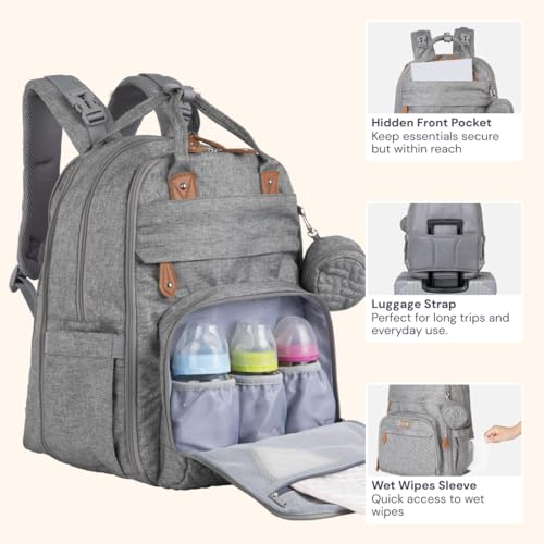 Extra Large Diaper Bag Backpack (Light Gray)