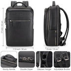 Leather Laptop Backpack (Black)