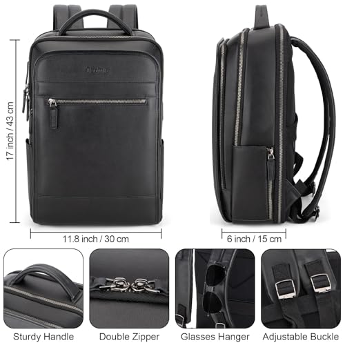 Leather Laptop Backpack (Black)