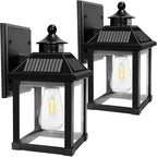 Solar Wall Lights Outdoor Dusk to Dawn Solar Sconces with Motion Sensor (Black 2 pack)