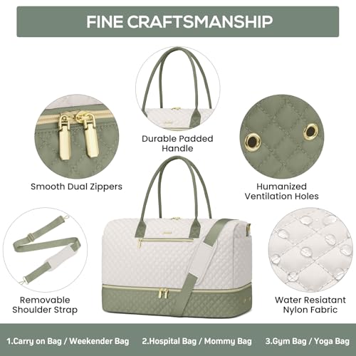 Travel Weekender Duffle Bags for Women (52-Beige Green / Large)