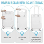 Carry on Luggage with Seat for Kids Expandable Ride on Suitcase with Spinner Wheels and Locks for Travel (White / 20 Inch)