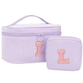 Personalized Initial Makeup Bag for Women Teen Girls (Purple)