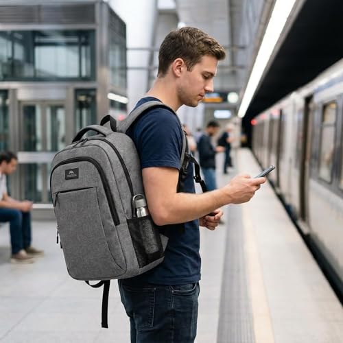 Grey 17 Inch TSA Friendly Travel Laptop Backpack for Women and Men (17 Inch / Light Gray)