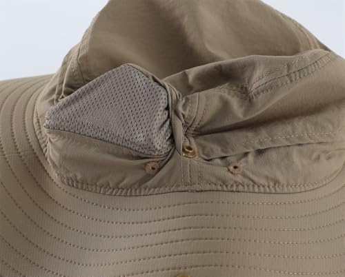 Mens Womens Nylon Cowboy Hat UPF 50+ Waterproof Fishing Bucket Hat Breathable Travel Summer Beach Hat Dark Khaki (Large / Dark Khaki)