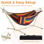 LazyDaze Hammocks Double Hammock with Stand (White Frame- Purple Red)