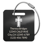5Pack) Custom Personalized Luggage Tags-Customized Unique tag for Suitcase Backpack Travel,Bags (Black(2×2) Cross) (Black(2×2)cross)