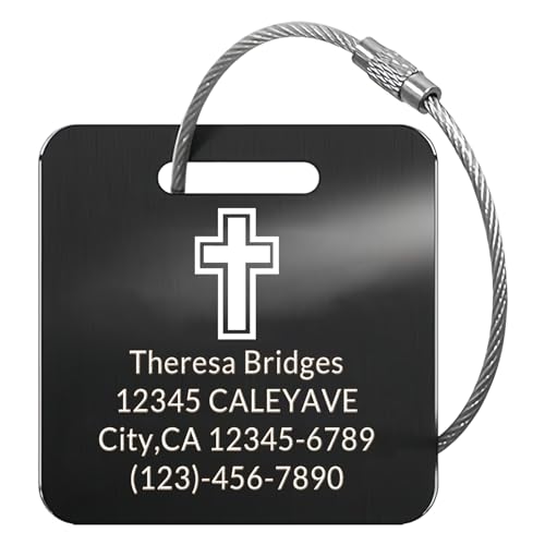 5Pack) Custom Personalized Luggage Tags-Customized Unique tag for Suitcase Backpack Travel,Bags (Black(2×2) Cross) (Black(2×2)cross)