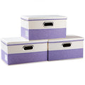 Collapsible Storage Bin with Lid [3 (Purple&Cream / M(3-Pack))